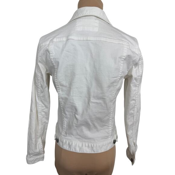 Made and Loved LOFT Denim White Jean Jacket XS Classic Stretch Cotton - Picture 3 of 4